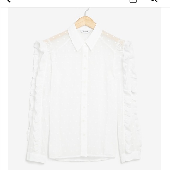 Express Sheer Ruffle Sleeve Polka Dot Shirt NWT - Picture 1 of 5